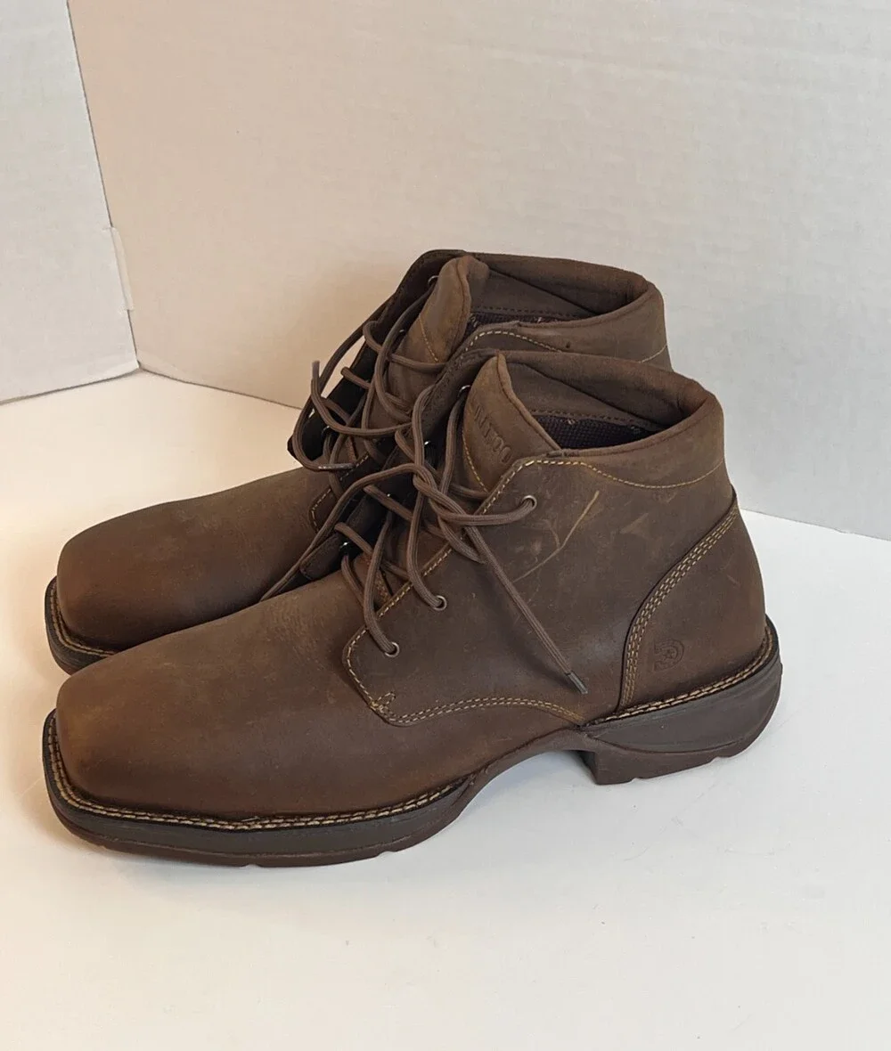 Durango Red Dirt Rebel Mens Boots Size 9.5 Brown Leather Steel Toe Chukka
